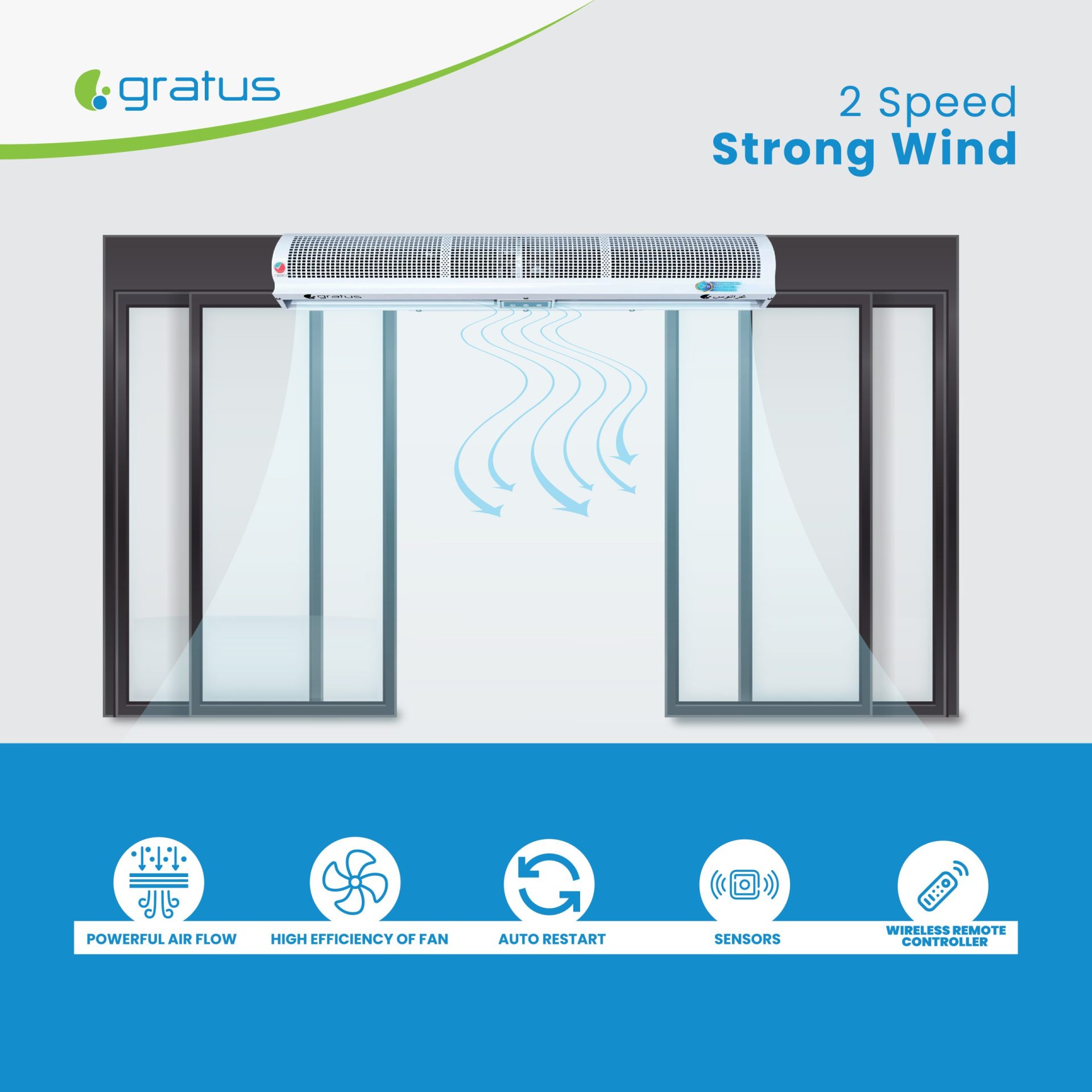 Gratus 90 cm Cross Flow Air Curtain with Sensor image 4