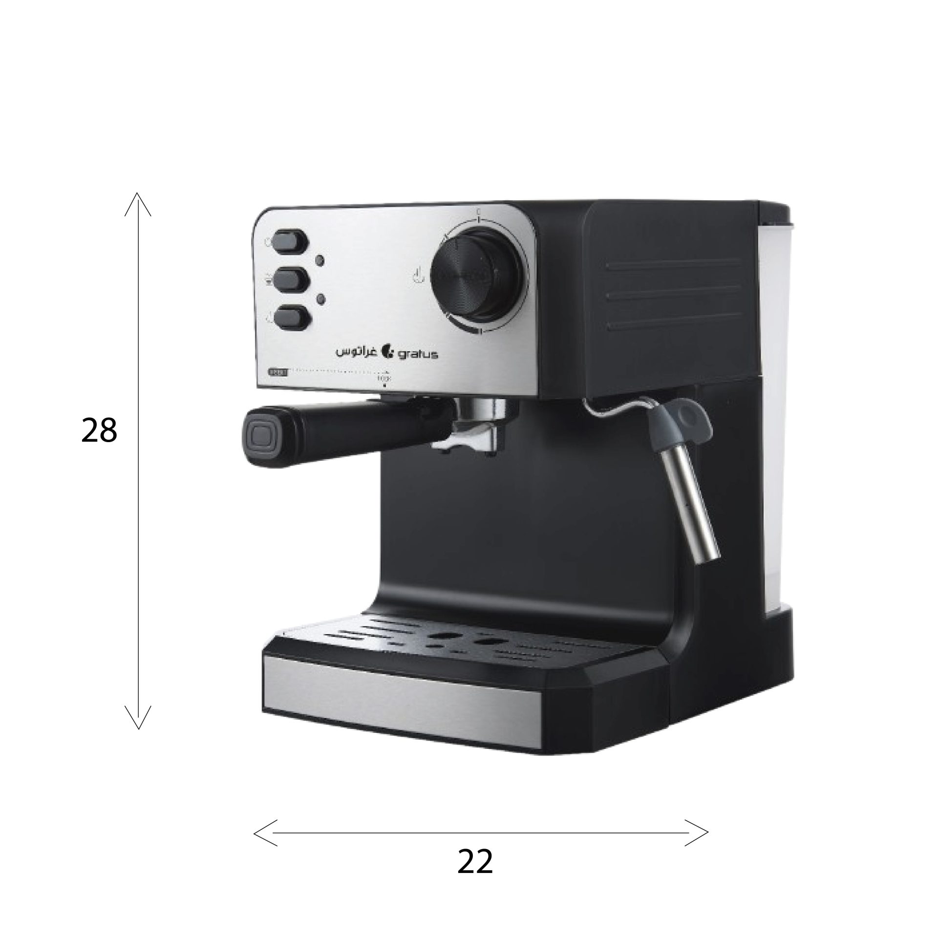 Gratus Semi-Automatic Espresso Coffee Machine | 20-Bar High-Pressure Pump | 1.6L Water Tank | GCM619EXFS image 4