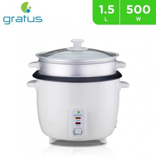 Gratus 2-in-1 Electric Rice Cooker 1.5L with Cook & Keep Warm Function (White) – GRC15500GBC - Small Home Appliances by Gratus