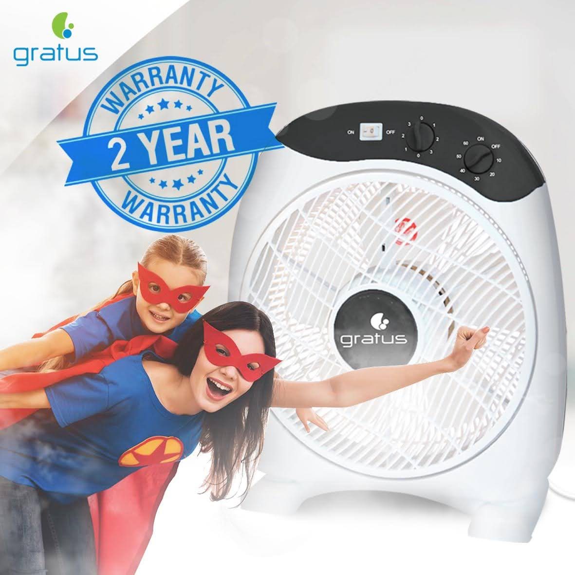 Gratus 12" Electric Box Fan with 5 Leaf Strong Blades image 4