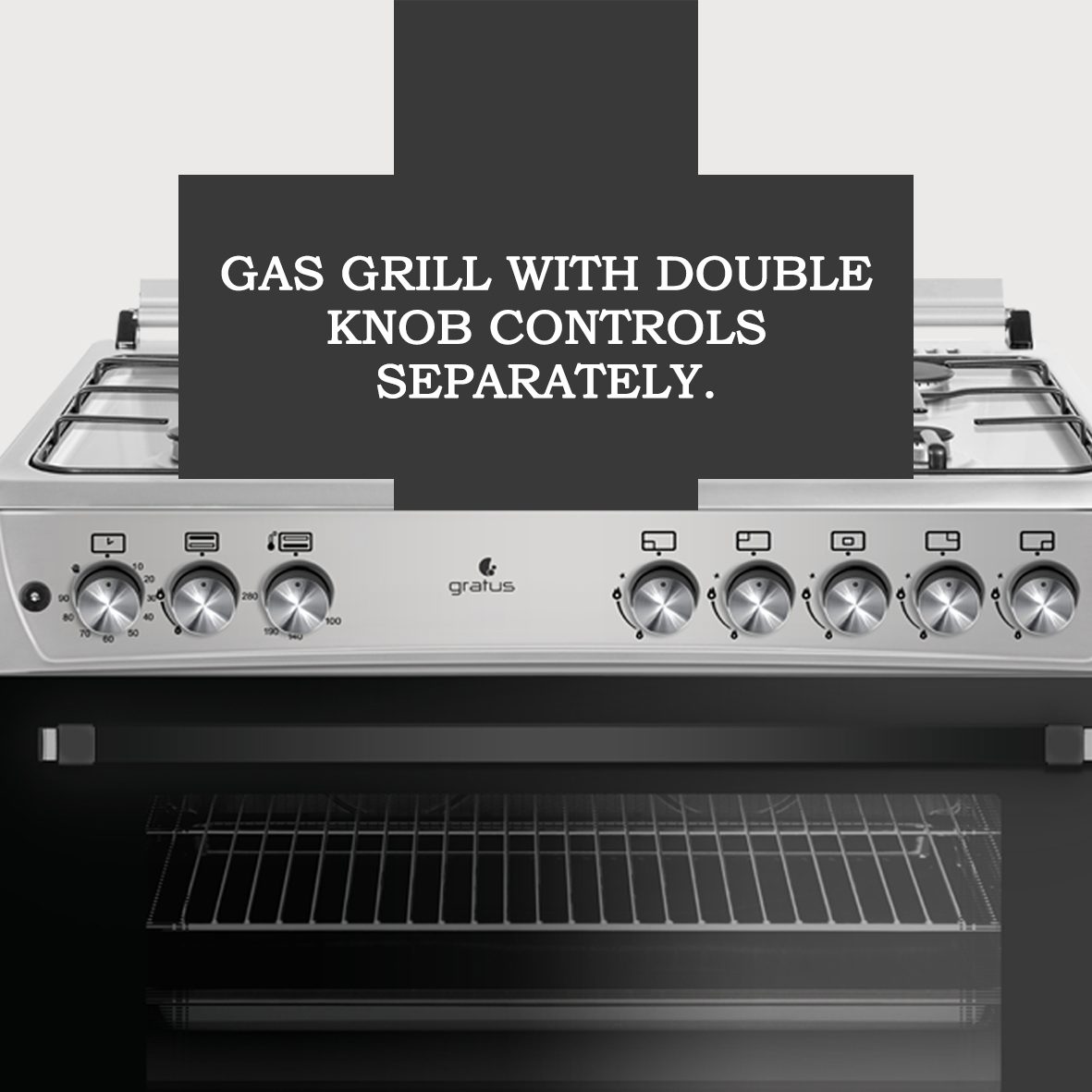 Gratus 90×60cm 5 Burner Free Standing Full Gas Cooker with XXL 147L Gas Oven image 3