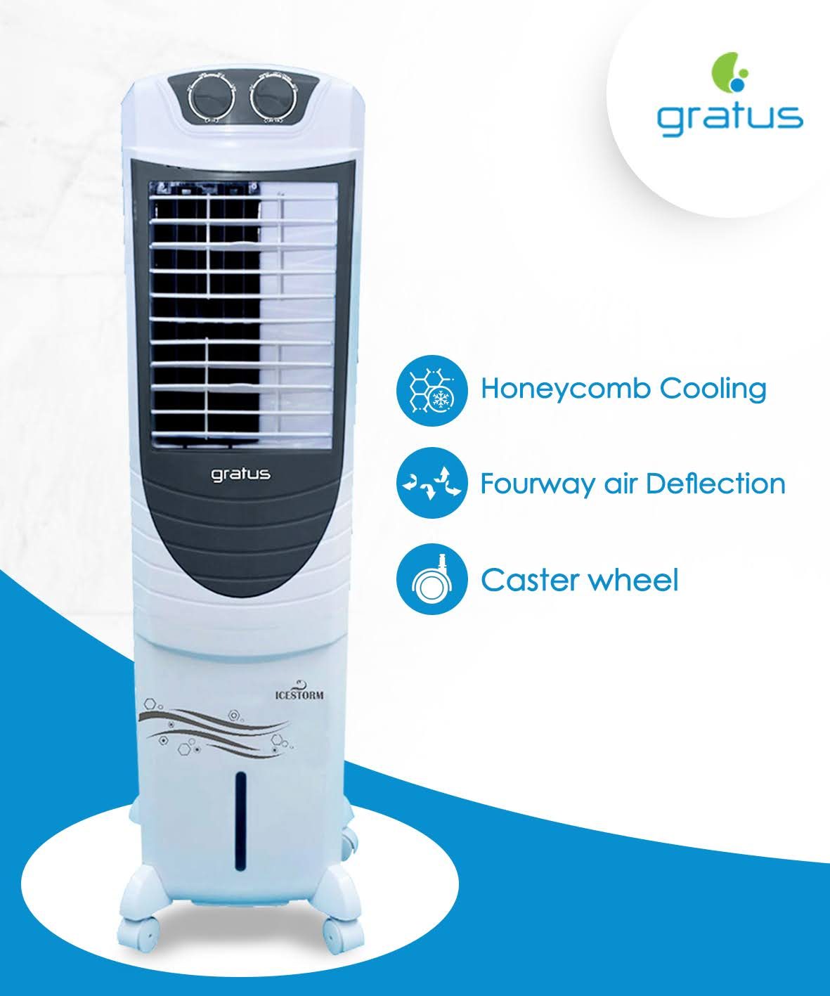 Gratus 35L ICESTORM35 Air Cooler with Ice Chamber image 3