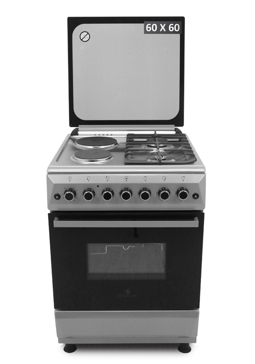 Gratus 60×60 Free Standing Gas Cooker with 2 burner+ 2Hotplate; Turbo Fan