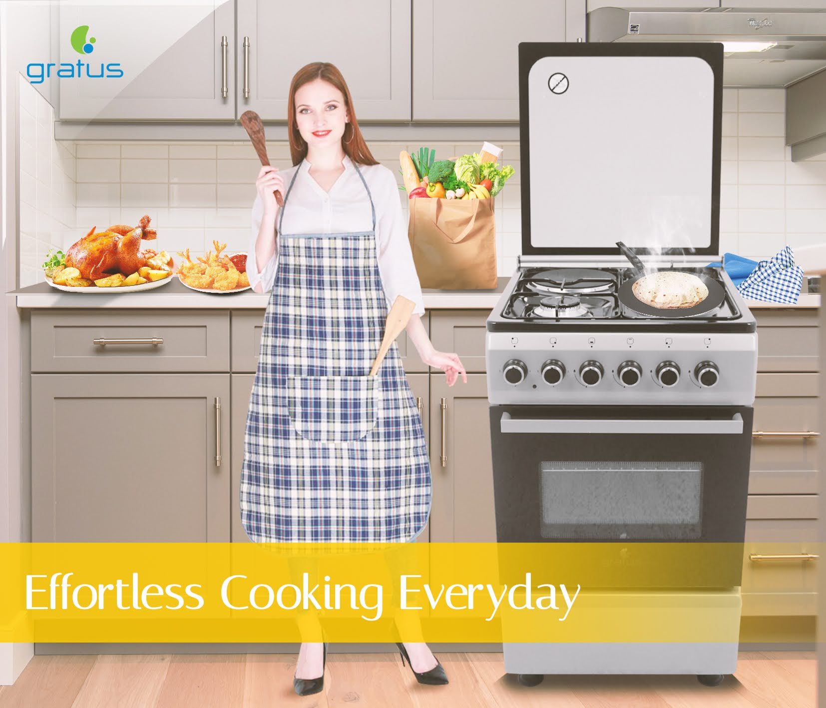 Gratus 50x50 Full Gas Cooker with 2 Burners & 2 Hot Plates | CRH522KTSS1 image 3