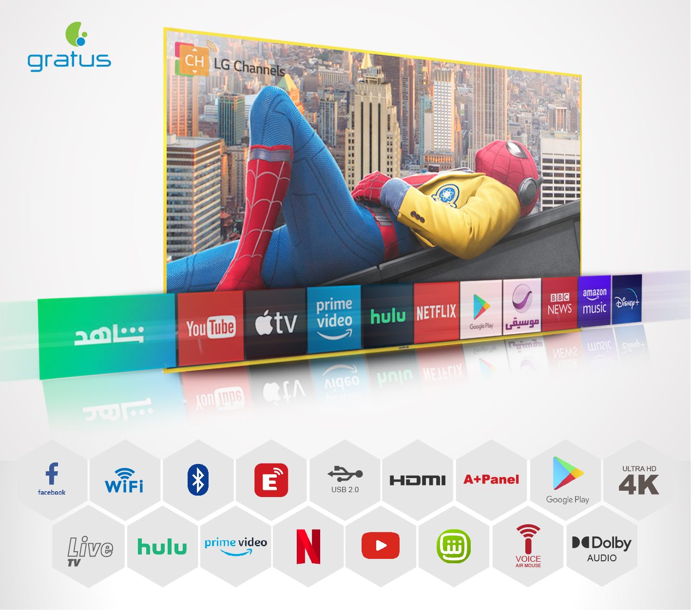 Gratus WebOS Powered 4K UHD 75" LED Smart TV with ThinQ AI image 2