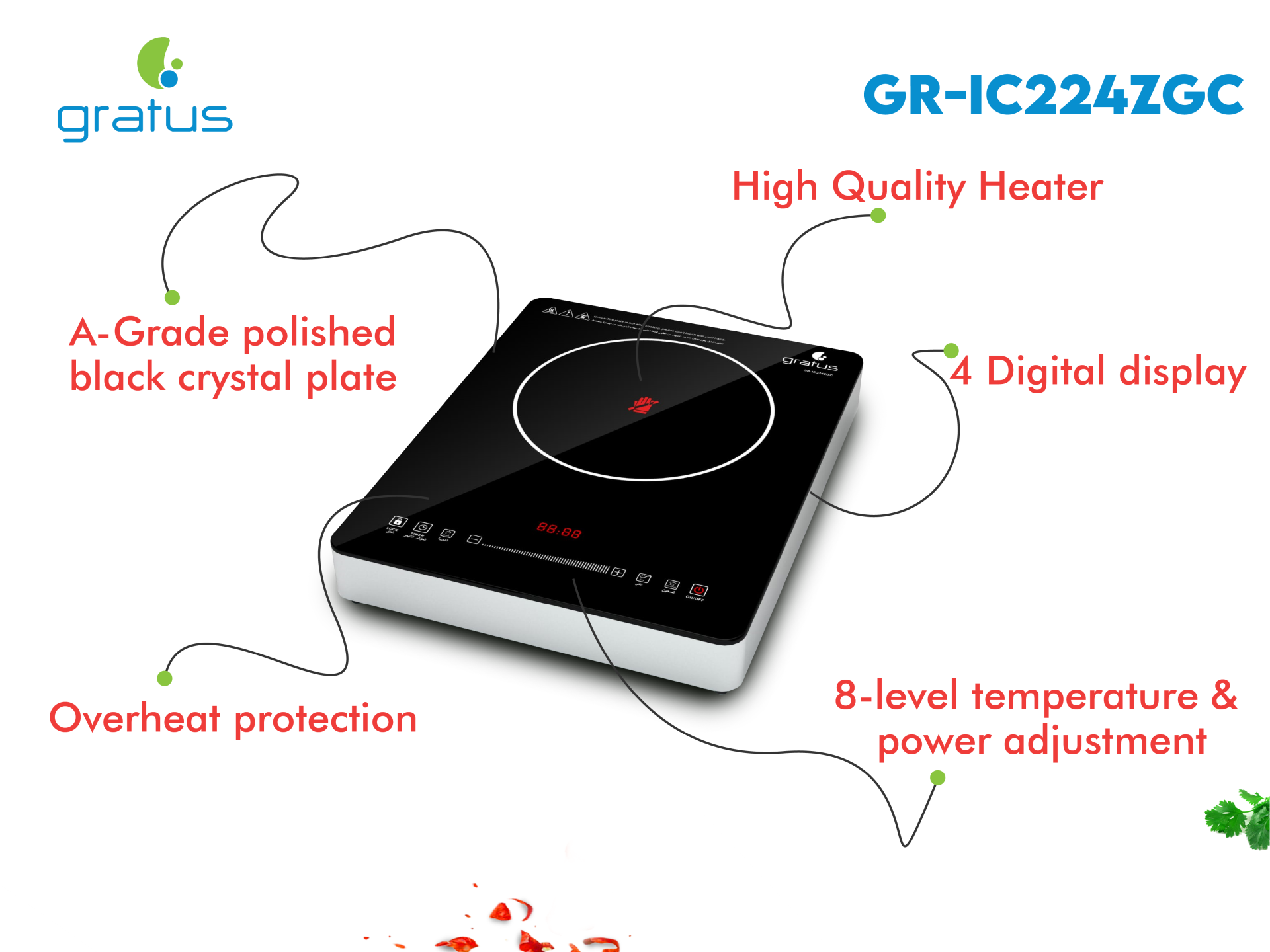 Gratus 2200 Watts Infrared Electric Cooker image 3