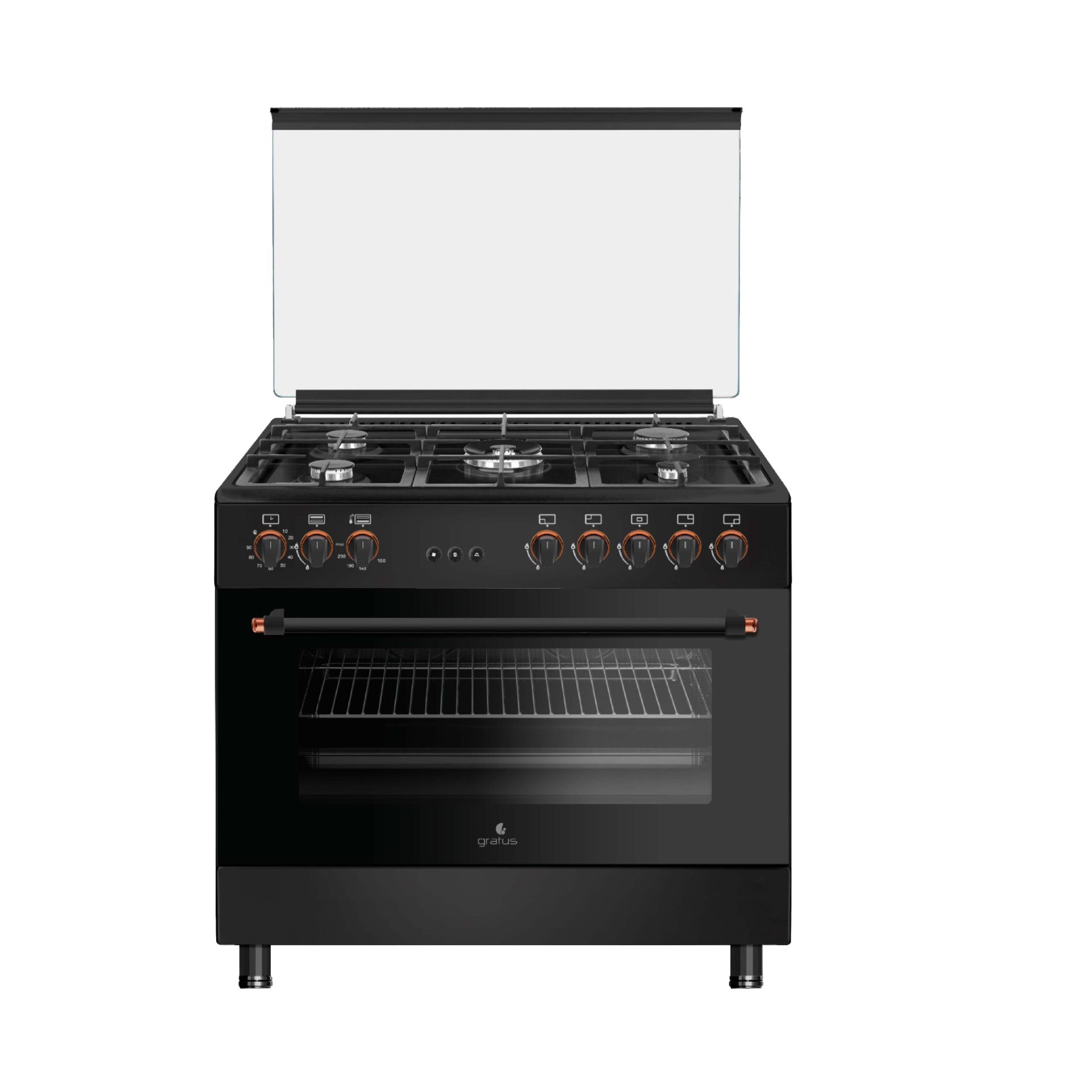 Gratus 90 X 60 cm Free Standing Full Safety Cooker (Black)