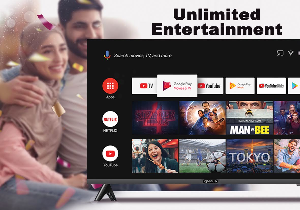 Gratus 32" Edgeless HD Smart LED TV with Android 11 image 3