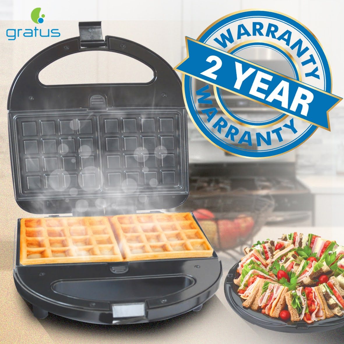 Gratus 750W 3-in-1 Sandwich Maker image 5