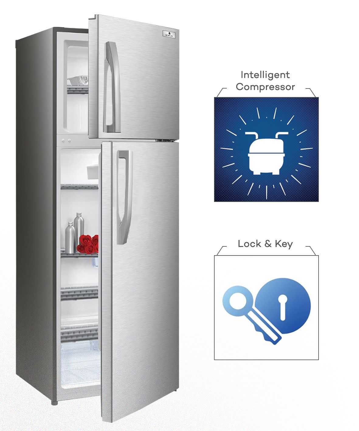 Gratus Top Mount Double Door Refrigerator image 5