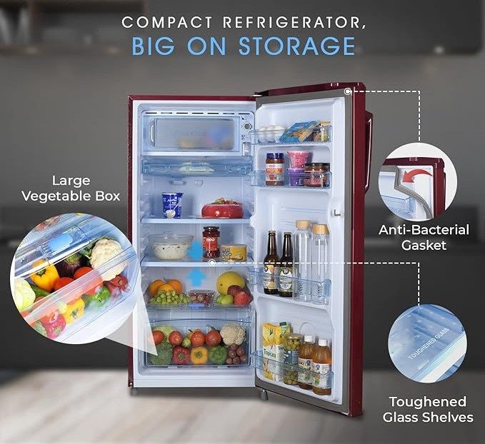 Gratus Single Door Refrigerator (Maroon color) image 4