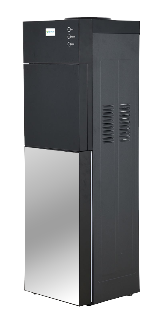 Gratus Glass Door Top Load Floor Standing 3 Tap Water Dispenser With Inbuilt Refrigerator (Glass Panel SILVER & BLACK) image 2