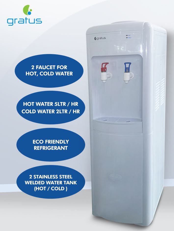 Gratus Hot & Cold 2 Tap Floor Standing Top Loading Water Dispenser with Cabinet | Compressor Cooling | 1-Year Full & 2-Year Compressor Warranty | GWD102AWDX image 3
