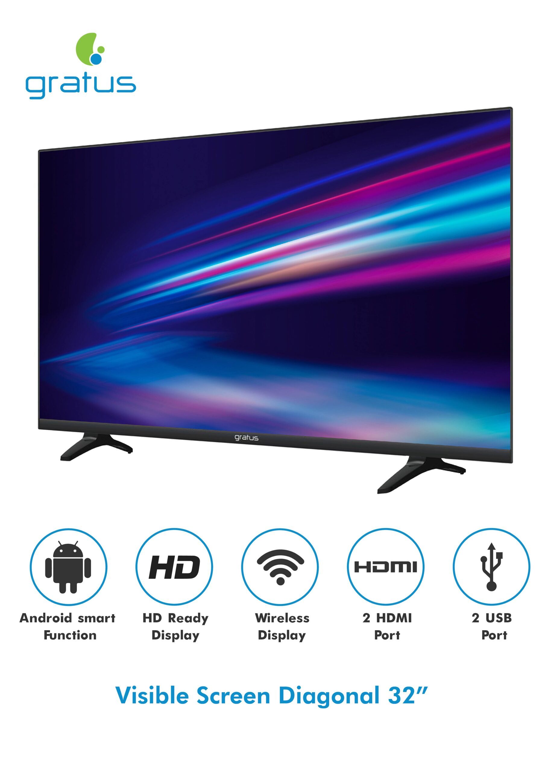 Gratus 65" UHD Smart LED TV with Gold Metal Frame image 6