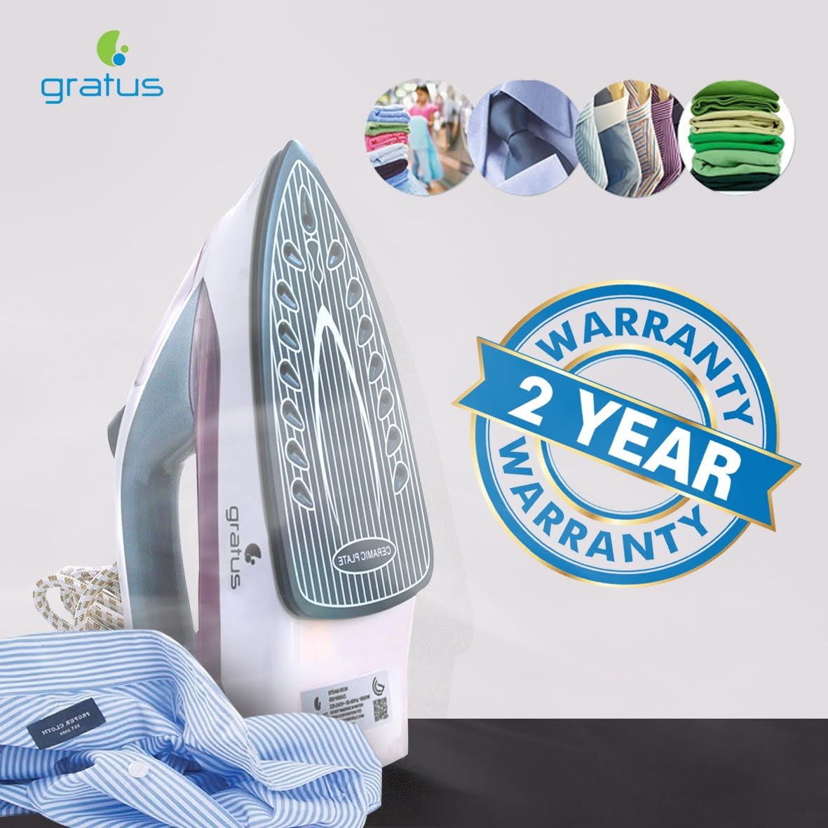 Gratus 1600W Steam Iron with Ceramic Soleplate – GSI1600UC image 5