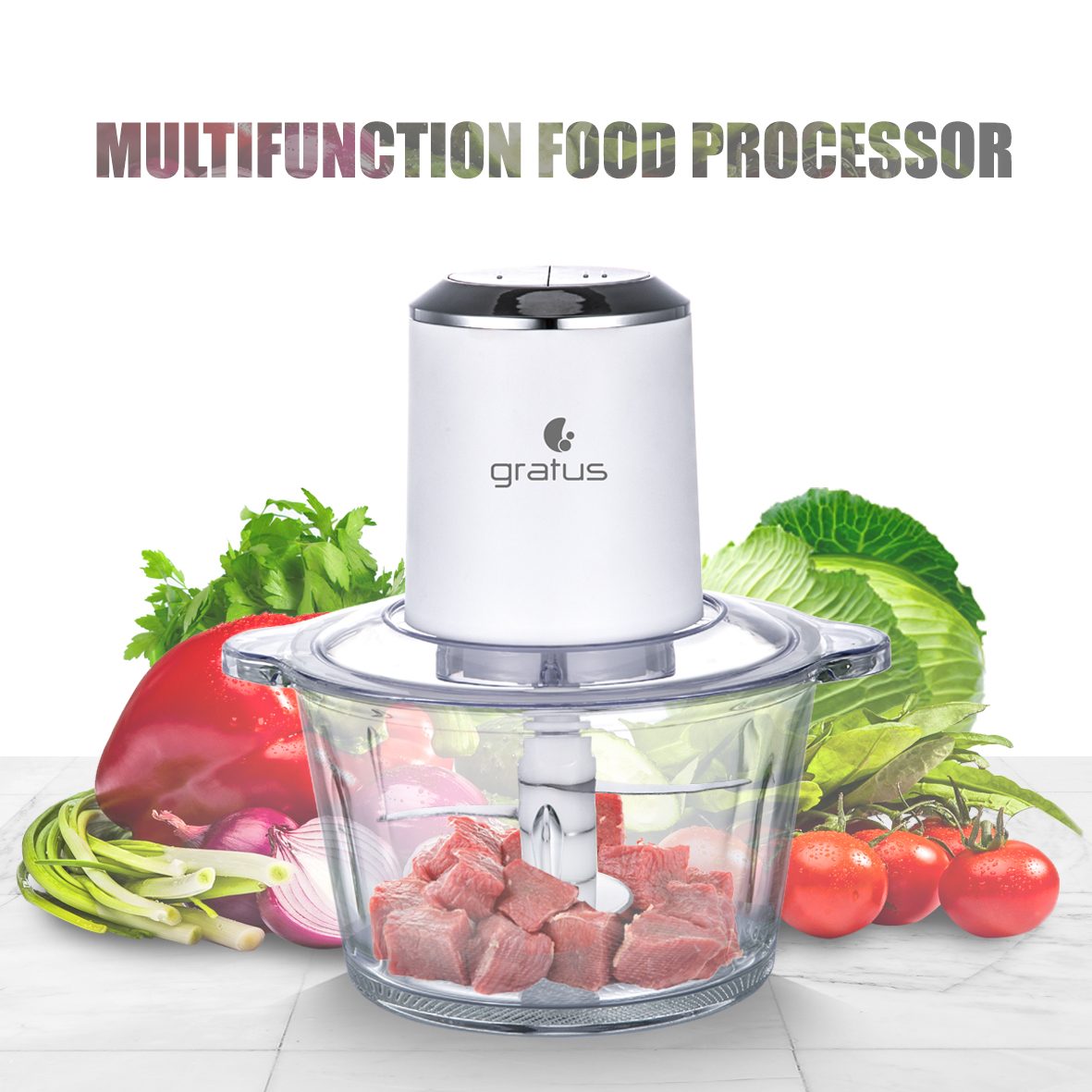 Gratus 2L Hand Chopper with Quadra Stainless Steel Blades product detail image