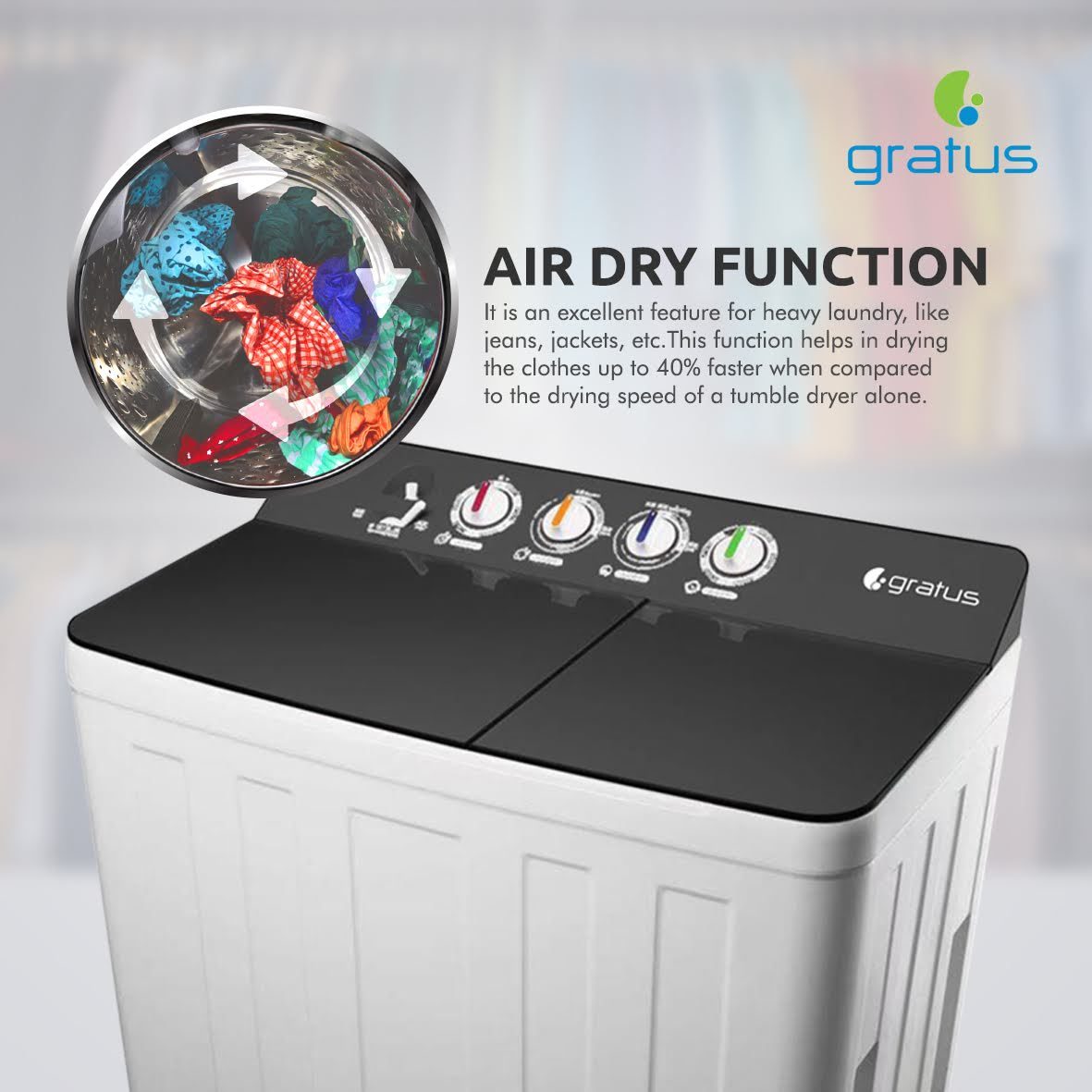 Gratus 20 KG Giant Series Top Load Semi-Automatic Washing Machine – GSW20KCDX1 image 3