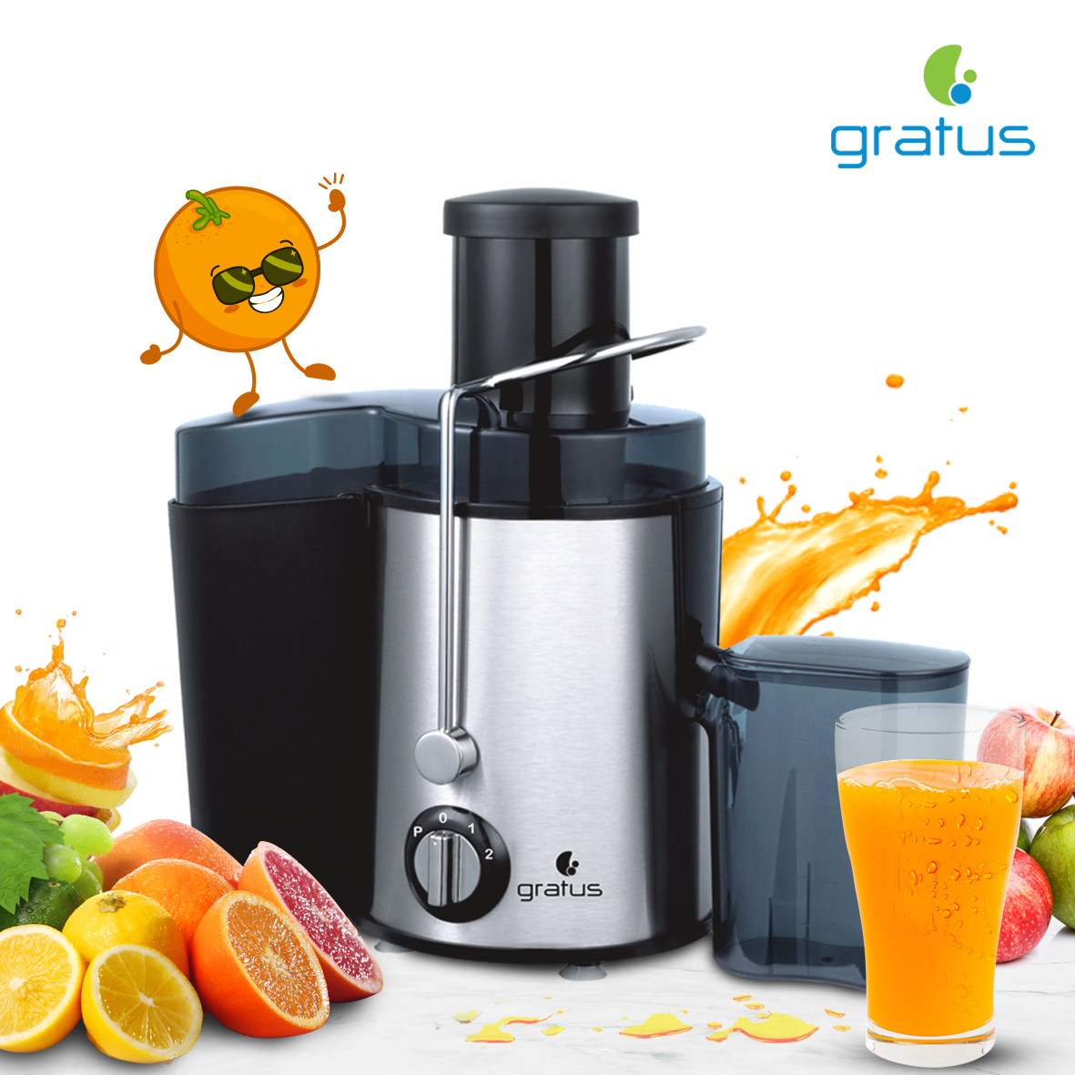 Gratus 500W Juicer with 2-Speed Control & Stainless Steel Housing – GRJR350FAF image 3
