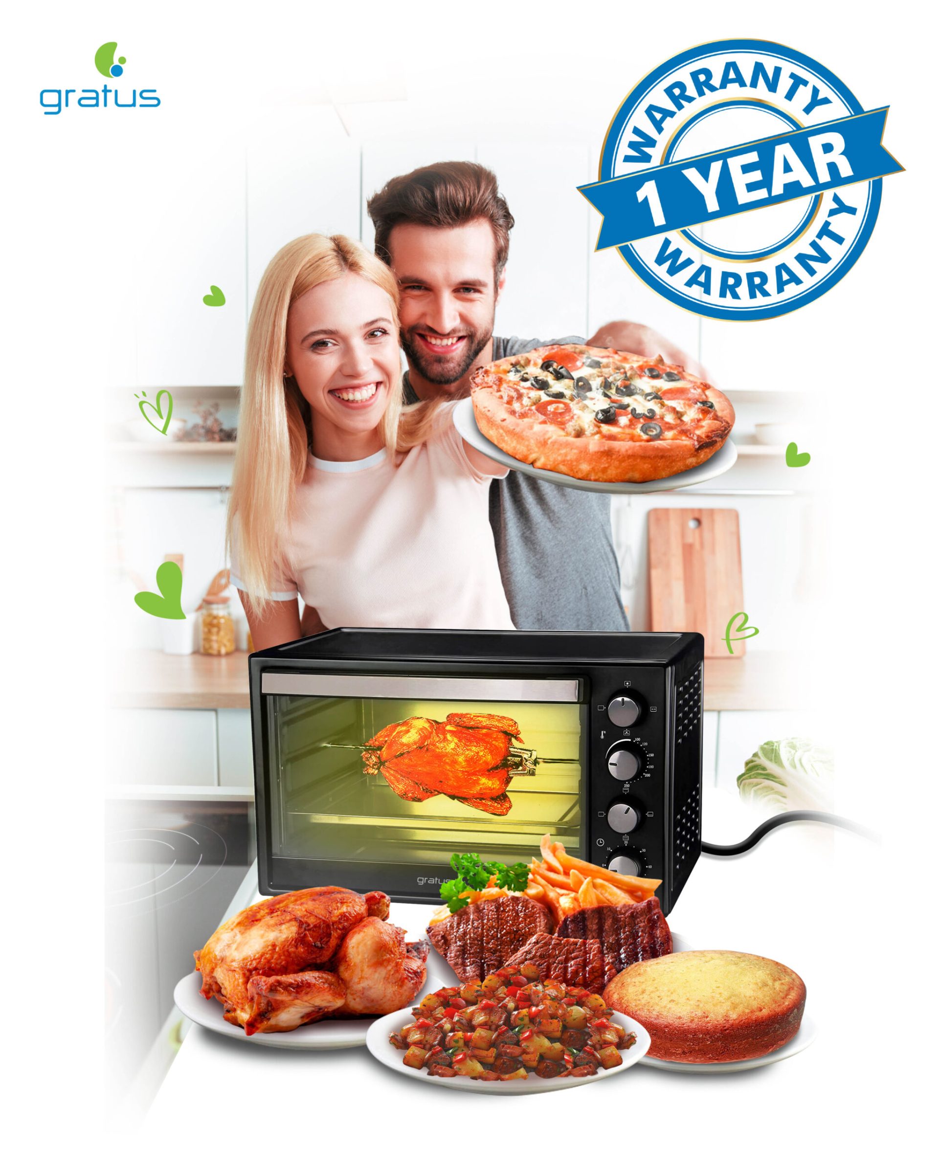 Gratus 60L Electric Oven Toaster Grill with Rotisserie image 6