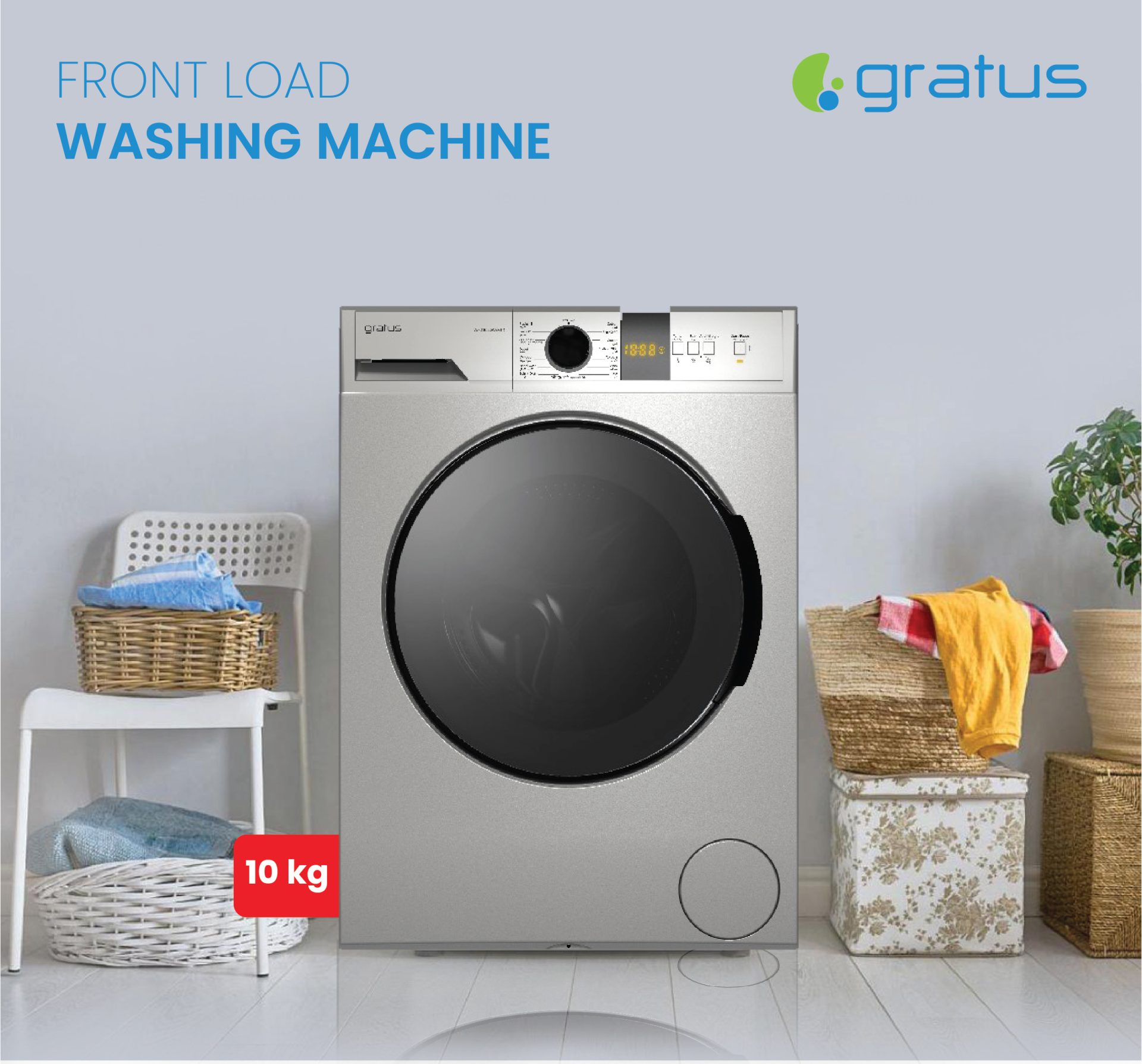 Gratus 10Kg Front Load Washing Machine image 3