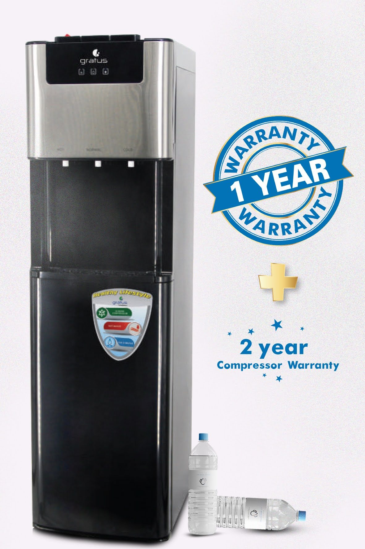 Gratus bottom loading free standing Hot & Cold- Water Dispenser with 1 Year Full & 2 Year Compressor Warranty image 3