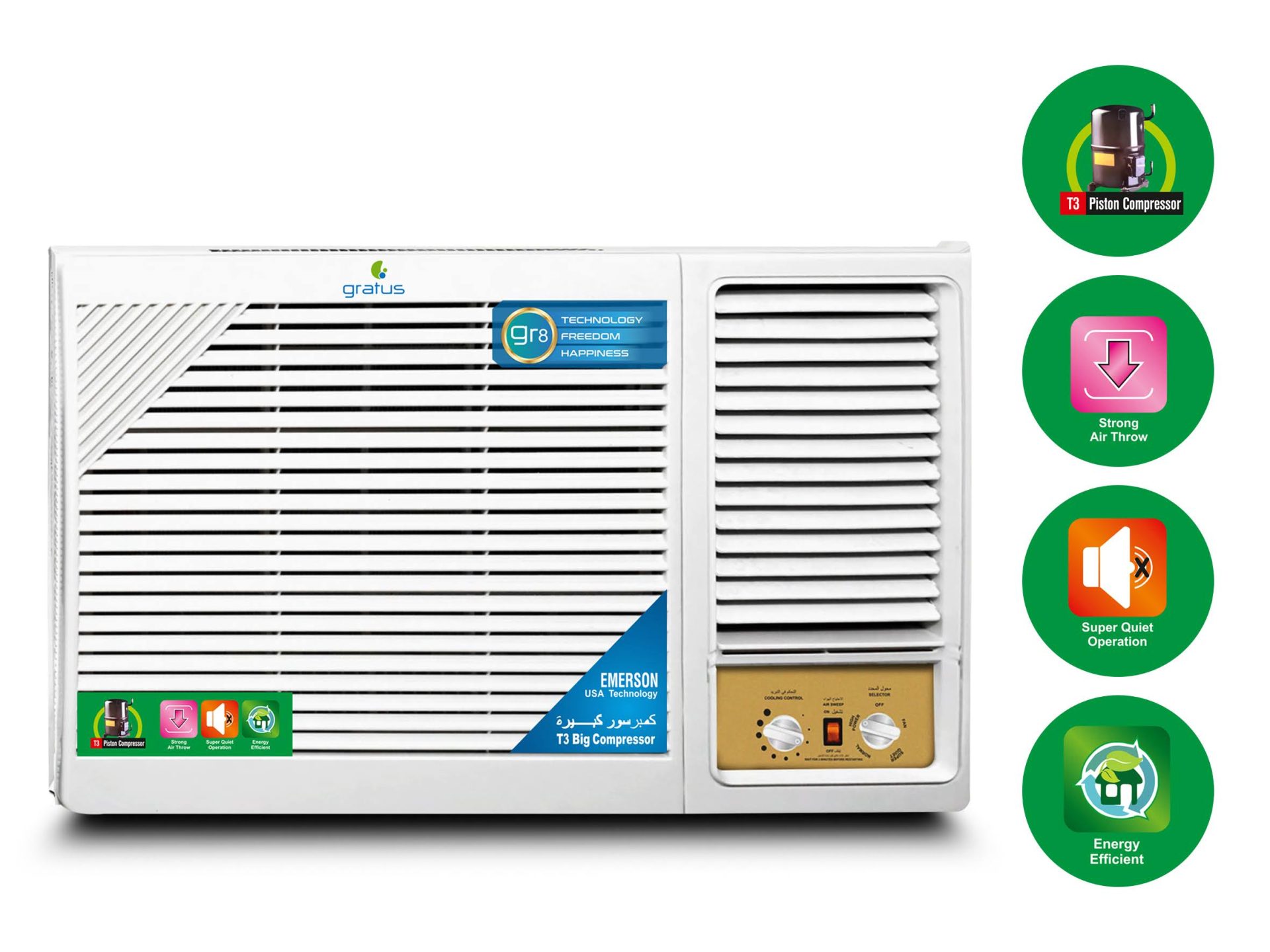 Gratus 1.5 Ton Window Air Conditioner | Heavy-Duty Piston Compressor | R410A Refrigerant | GSACPI18X1 image 2