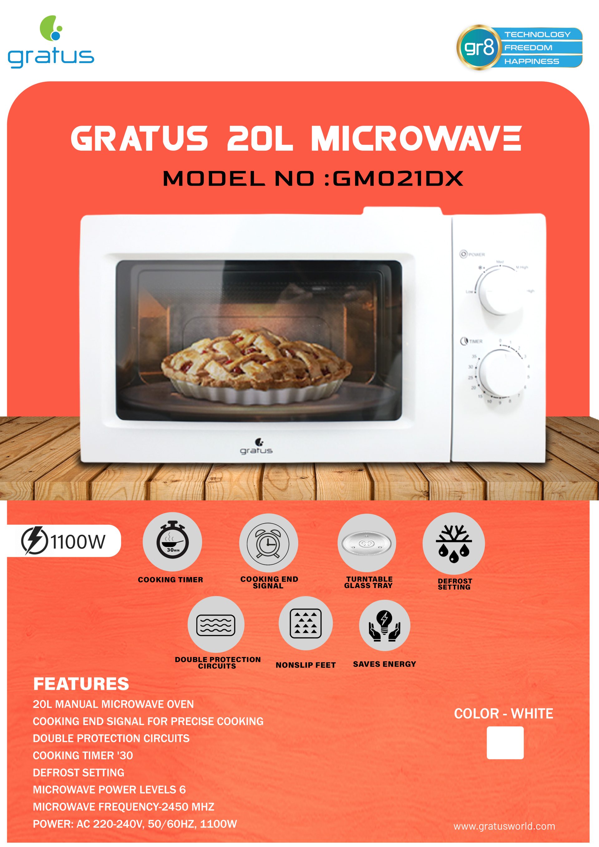 Gratus Solo Microwave Oven with Full Glass Door image 5