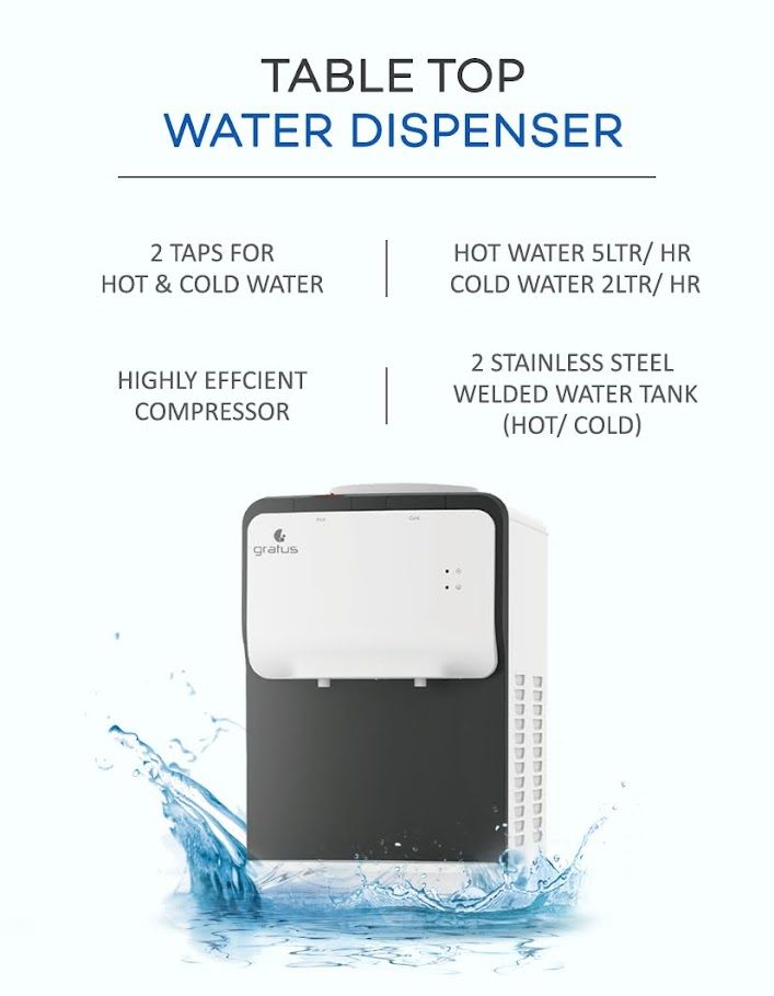 Gratus 2 Tap Hot & Cold Tabletop Water Dispenser | 1-Year Full & 2-Year Compressor Warranty | GWTT21AC image 4