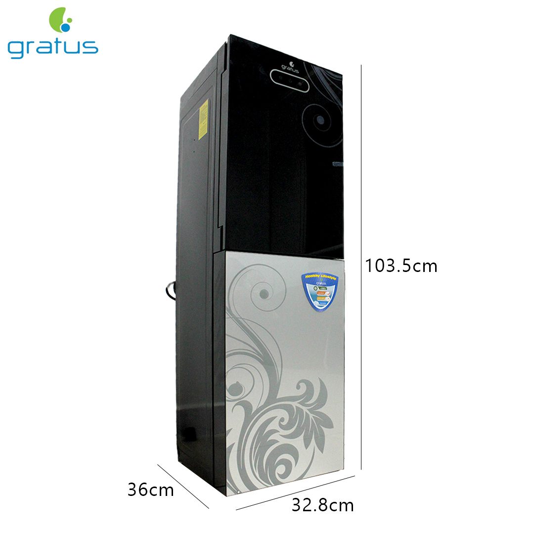 Gratus 3 Tap Floor Standing Top Loading Water Dispenser with Inbuilt Refrigerator | Hot product detail image