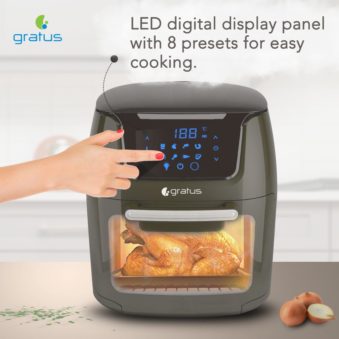 Gratus 12L Digital Air Fryer with LED Touch Display image 6