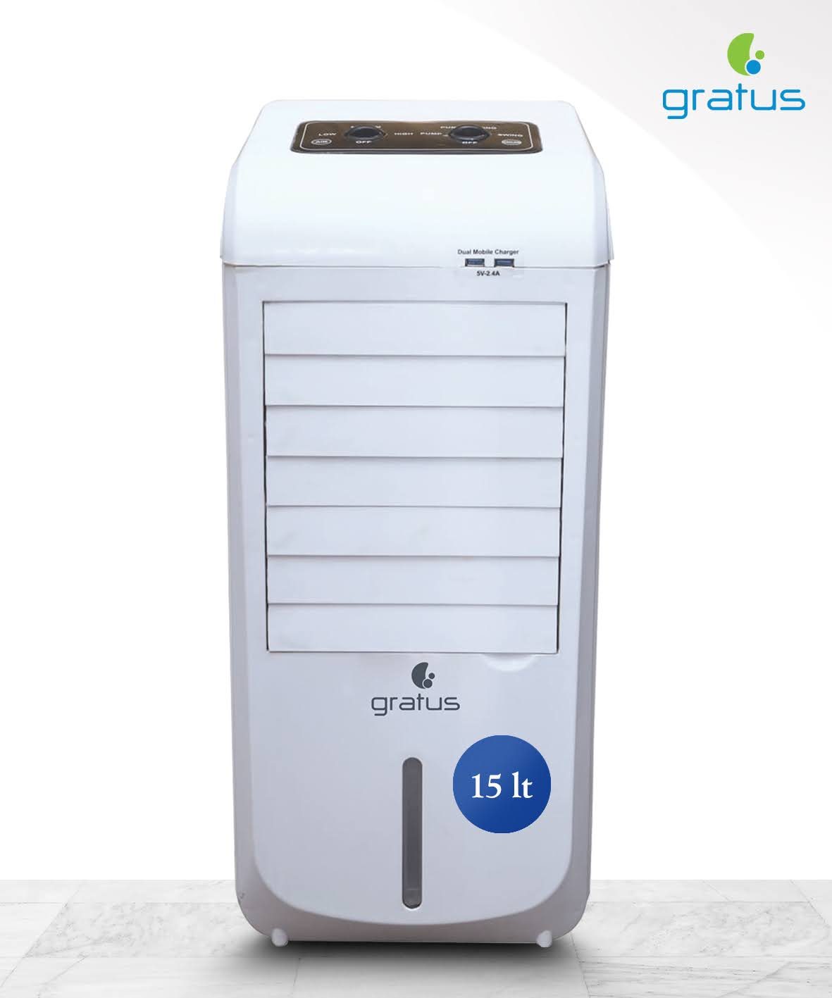 Gratus Baarid Series 15L Air Cooler with Dual Flow Technology - Fan & Evaporative Coolers by Gratus