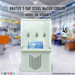 Gratus 3 Tap 45 Gallons Stainless Steel Commercial Water Cooler product detail image