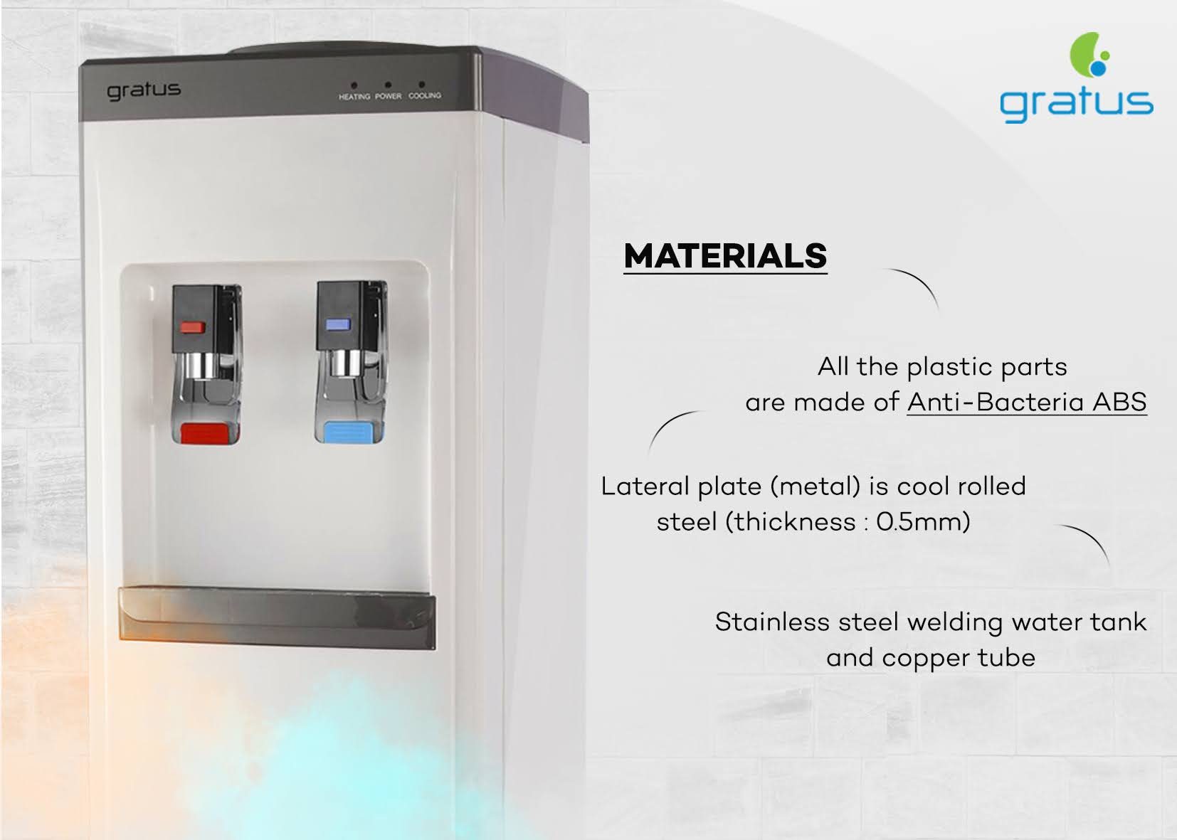 Gratus Hot & Cold 2 Tap Floor Standing Top Loading Water Dispenser | Compressor Cooling | Stainless Steel Hot Water Tank | 1-Year Full & 2-Year Compressor Warranty | GRWD-101 2 image 11