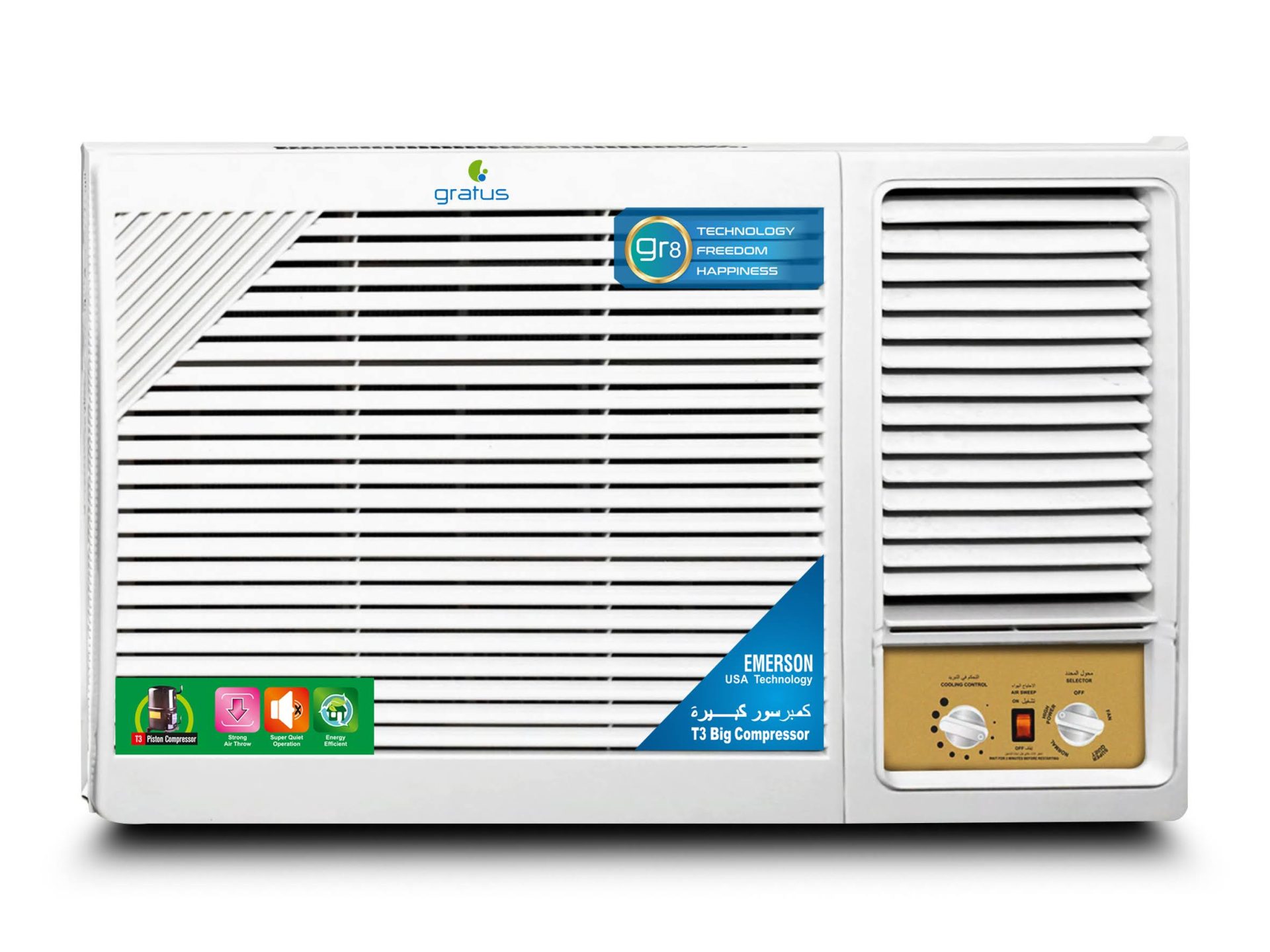 Gratus 1.5 Ton Window Air Conditioner | Heavy-Duty Piston Compressor | R410A Refrigerant | GSACPI18X1 - Air Conditioner by Gratus