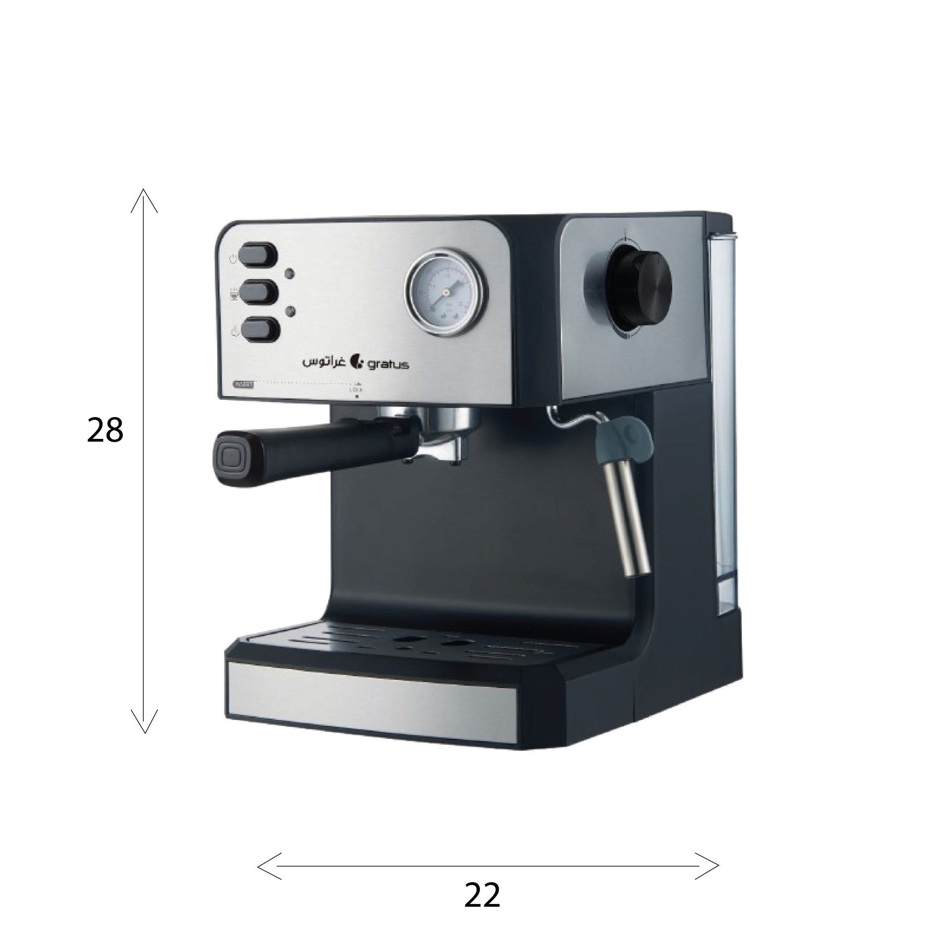 Gratus Semi-Automatic Espresso Coffee Machine | 20 Bar Pump | 850W | Smart Touch Screen | GCM620DXFS image 4