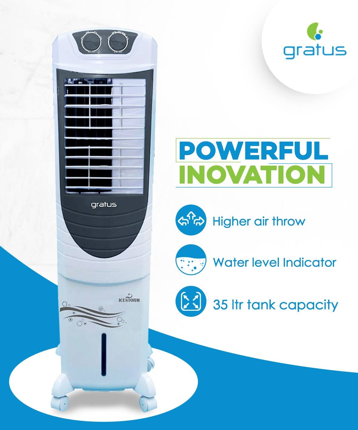 Gratus 35L ICESTORM35 Air Cooler with Ice Chamber image 2