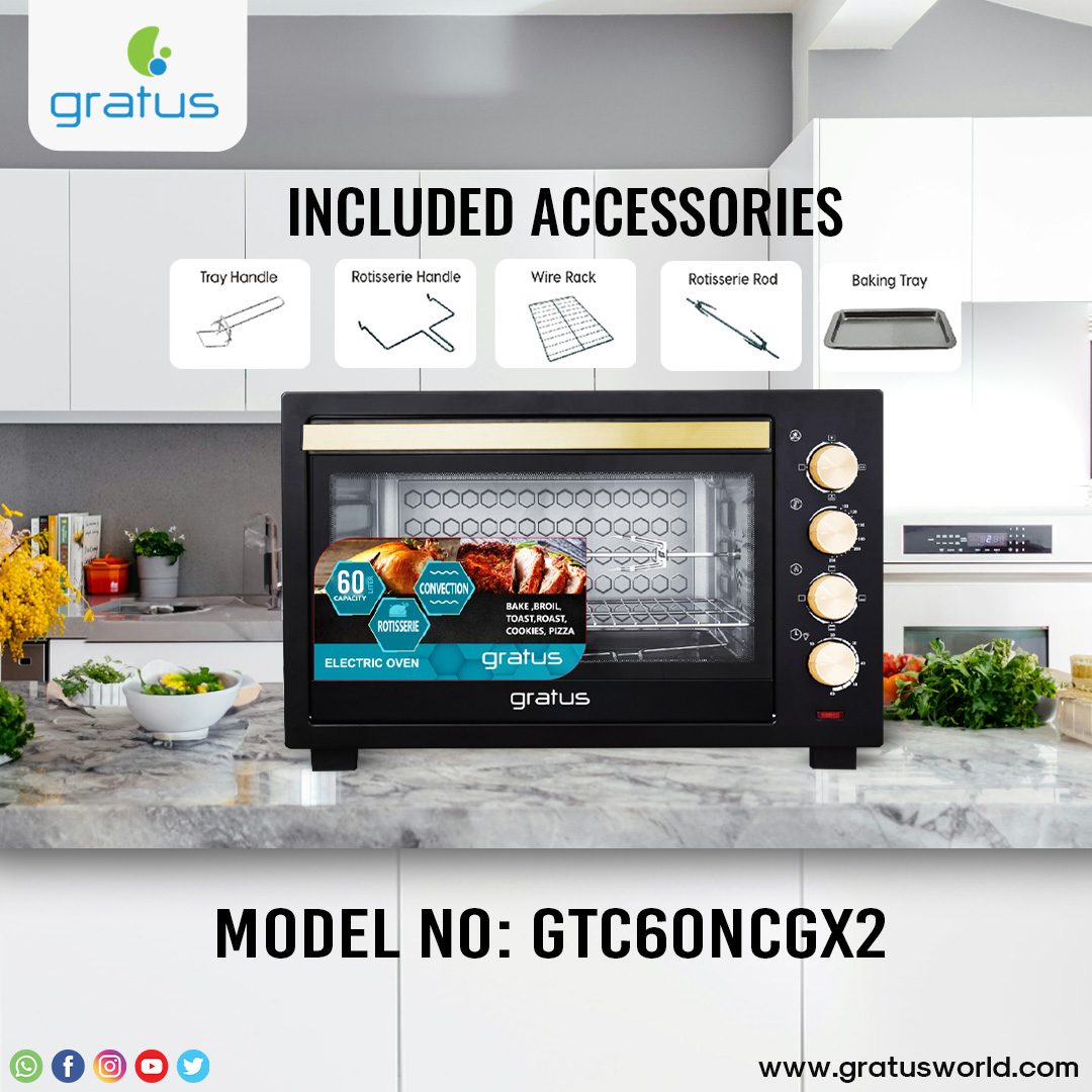Gratus 60L Electric Oven Toaster Grill 2000W with Rotisserie image 3