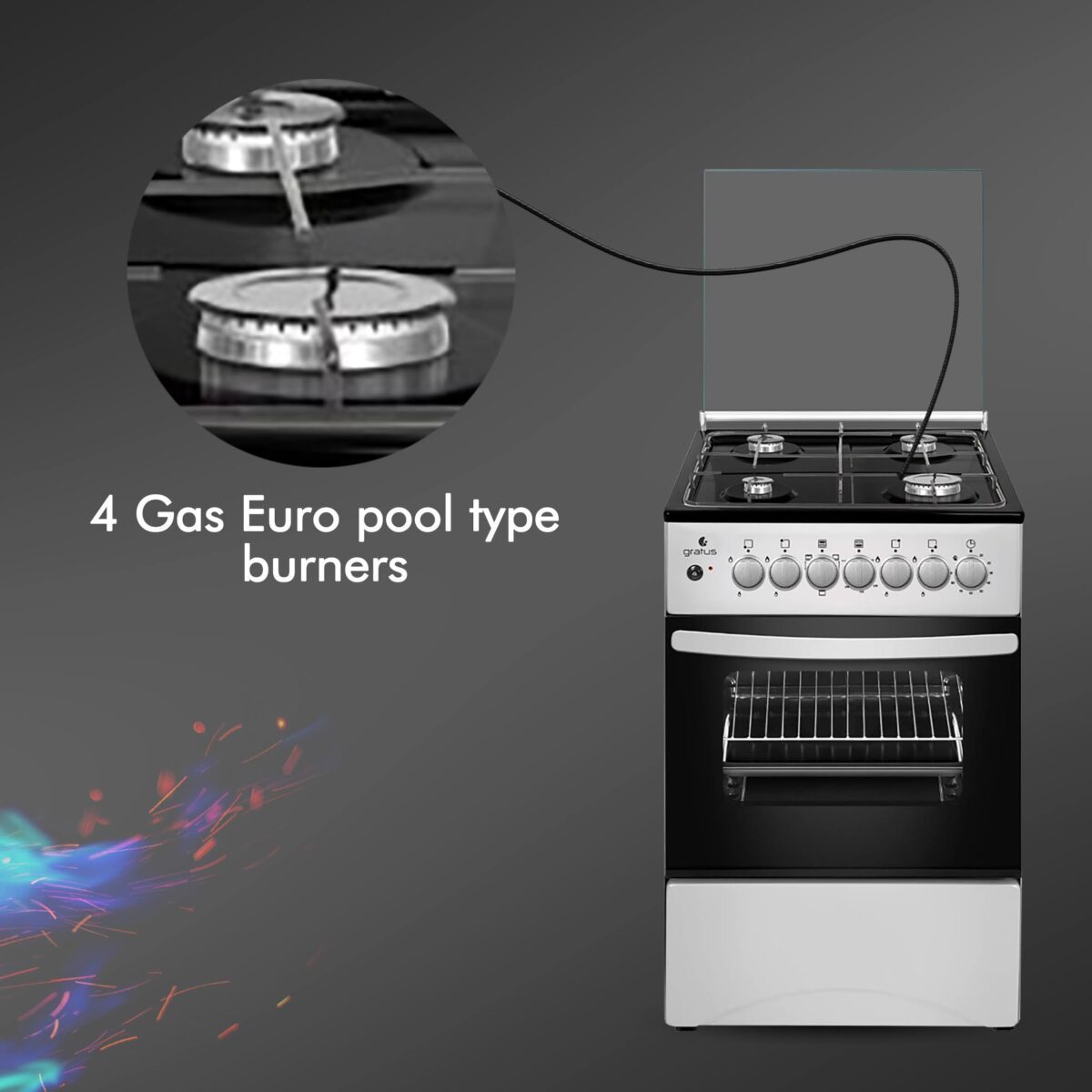 Gratus Classic Series 50 × 50 cm Full Gas Free Standing Cooker with 4 Euro Burners image 4