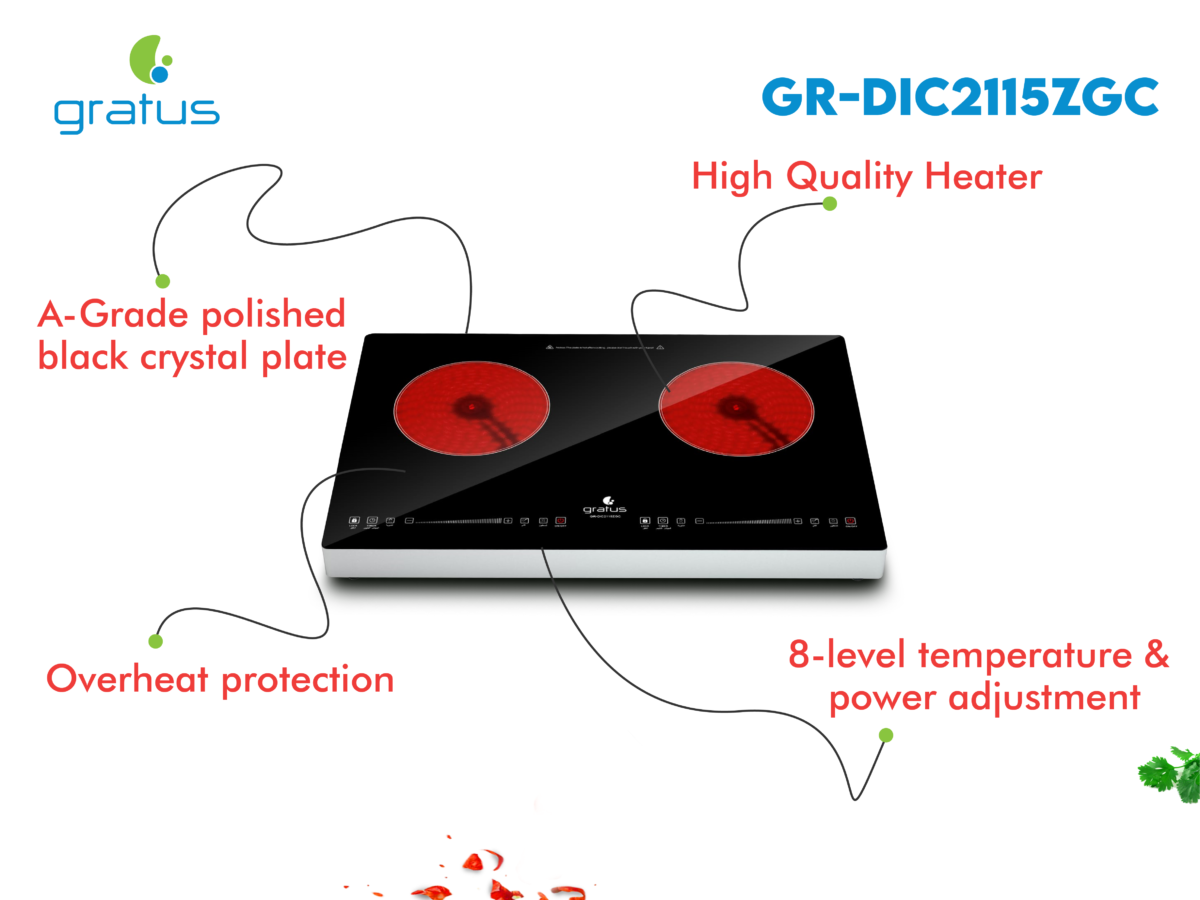 Gratus Double Burner 3000W Infrared Electric Cooker – Sensor Touch & Knob Control image 4