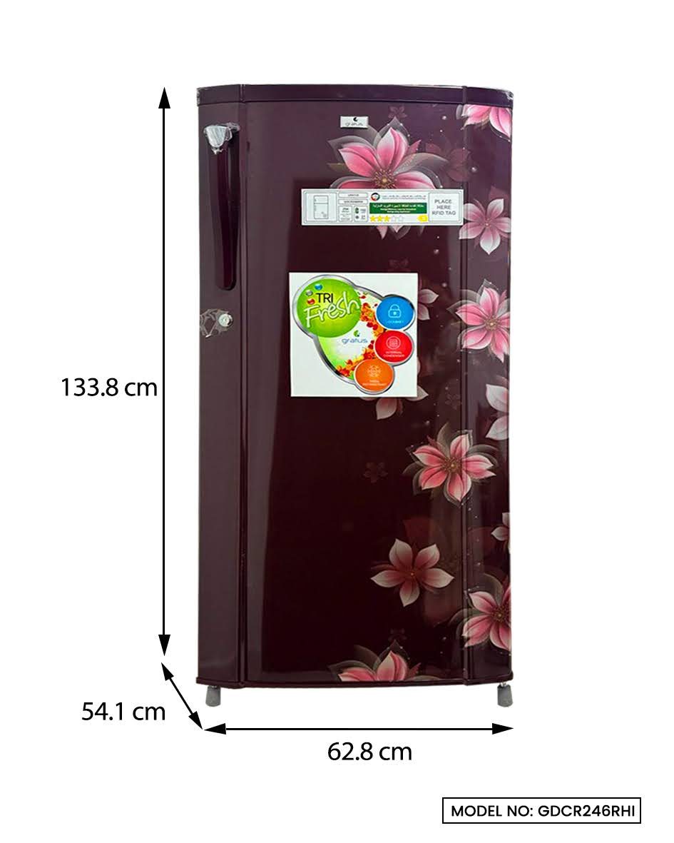 Gratus 246L Direct Cool Single Door Refrigerator – Marine Peony | GDCR246BHI image 7