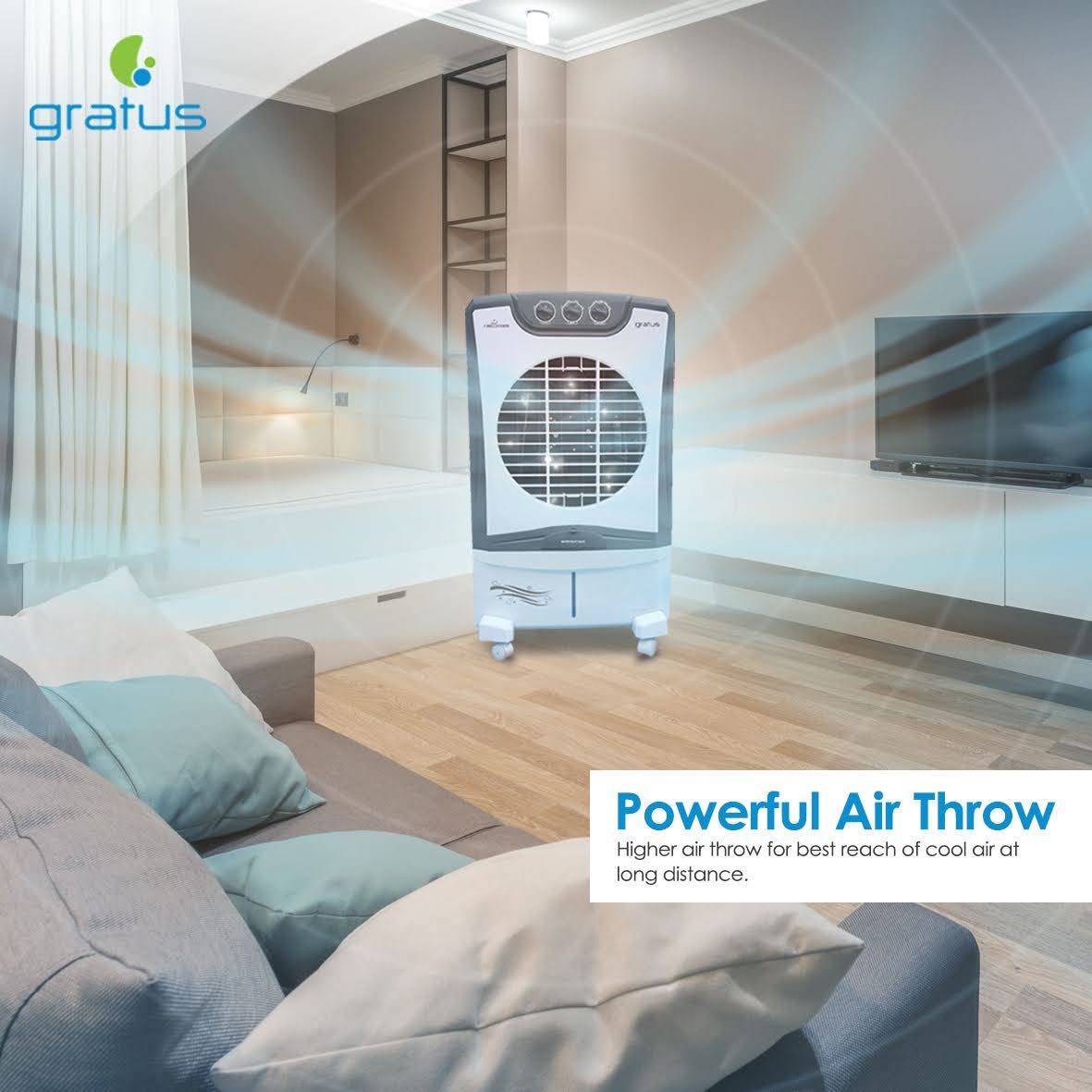 Gratus 35L CHILLSTORM35 Desert Air Cooler with Four-Way Air Deflection image 3