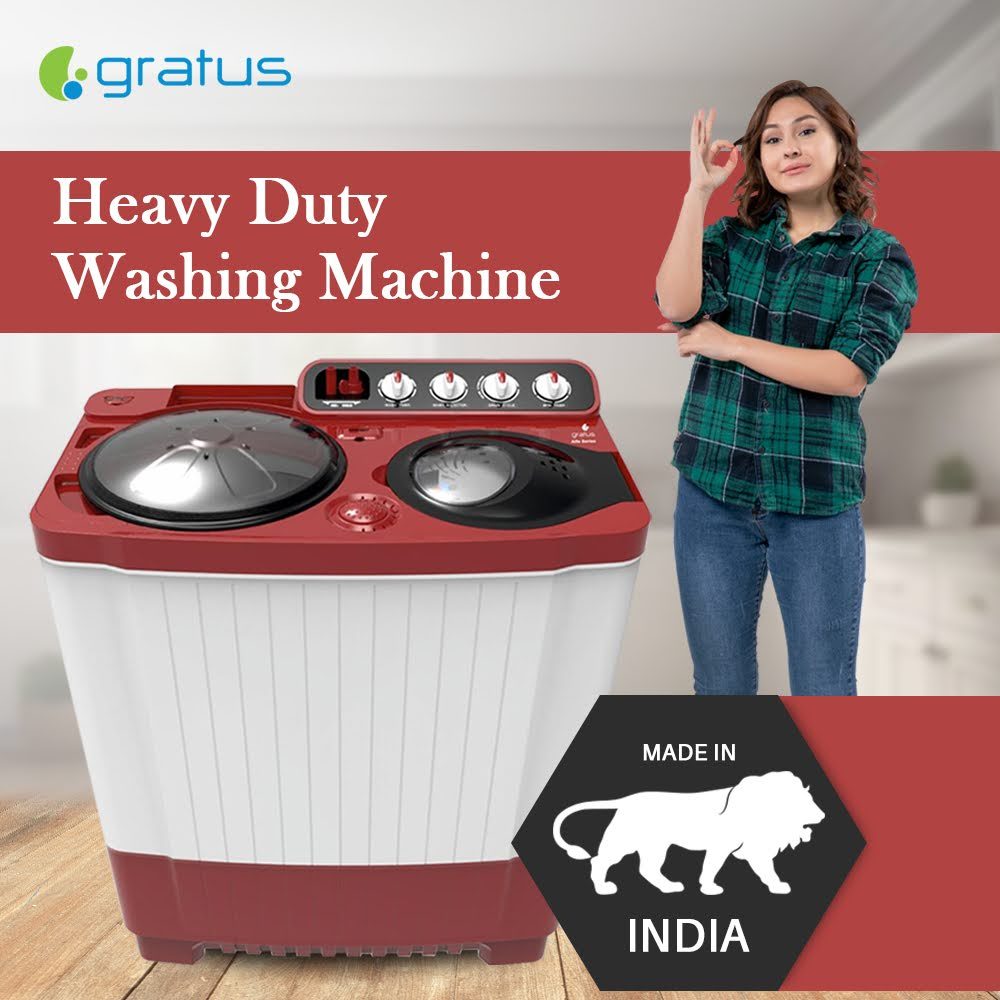 Gratus 10 KG Semi-Automatic Top Load Washing Machine – Made in India | GSWM100IVDX product detail image