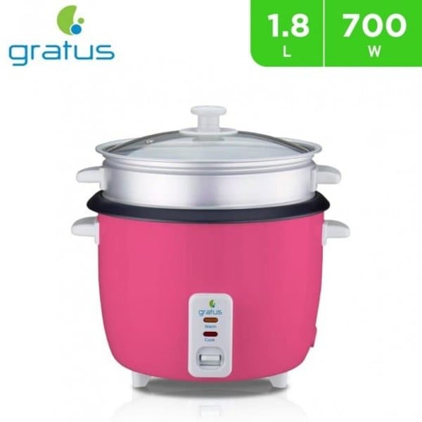 Gratus 2-in-1 Electric Rice Cooker 1.8L with Cook & Keep Warm Function (Pink) – GRC18700GBC image 4