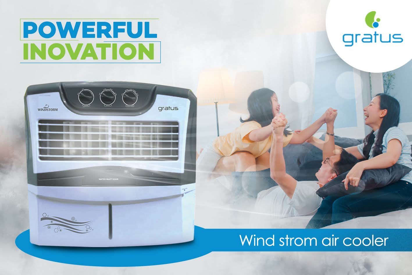 Gratus 60L WINDSTORM60 Air Cooler with Four-Way Air Deflection image 5