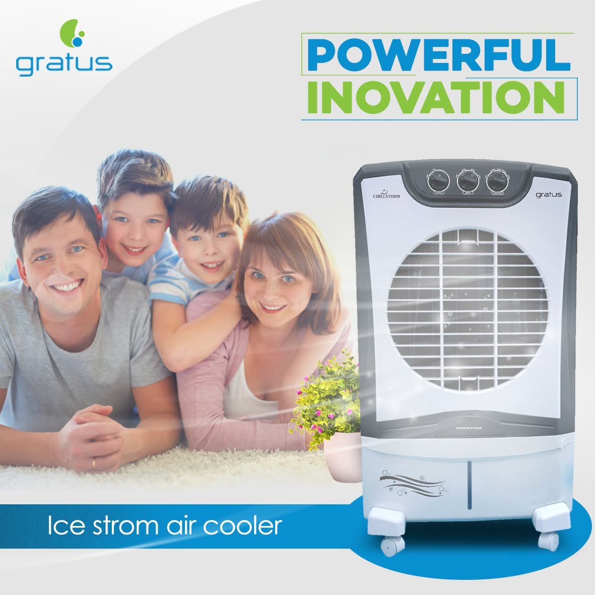 Gratus 35L CHILLSTORM35 Desert Air Cooler with Four-Way Air Deflection image 5