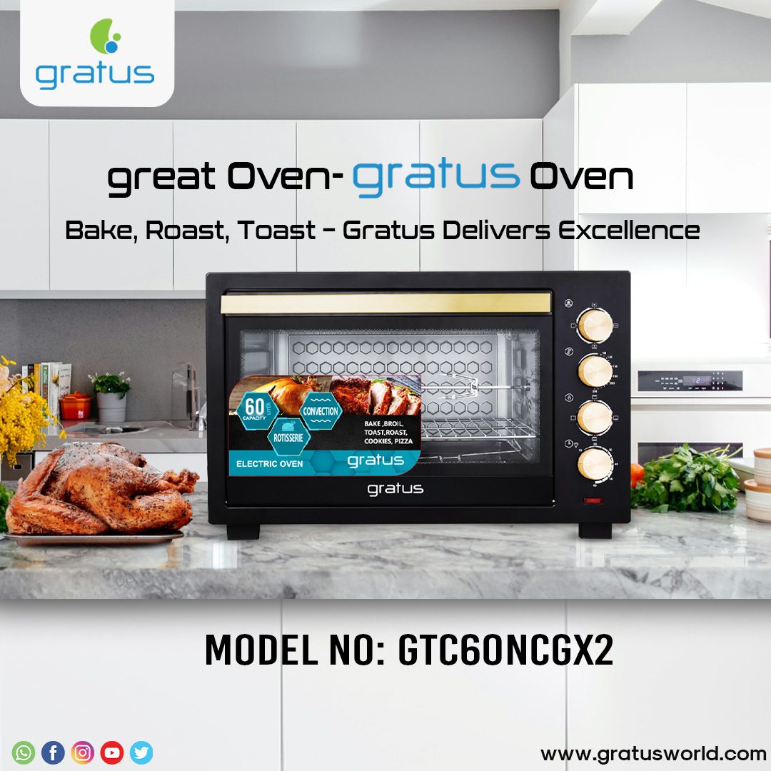 Gratus 60L Electric Oven Toaster Grill 2000W with Rotisserie product detail image