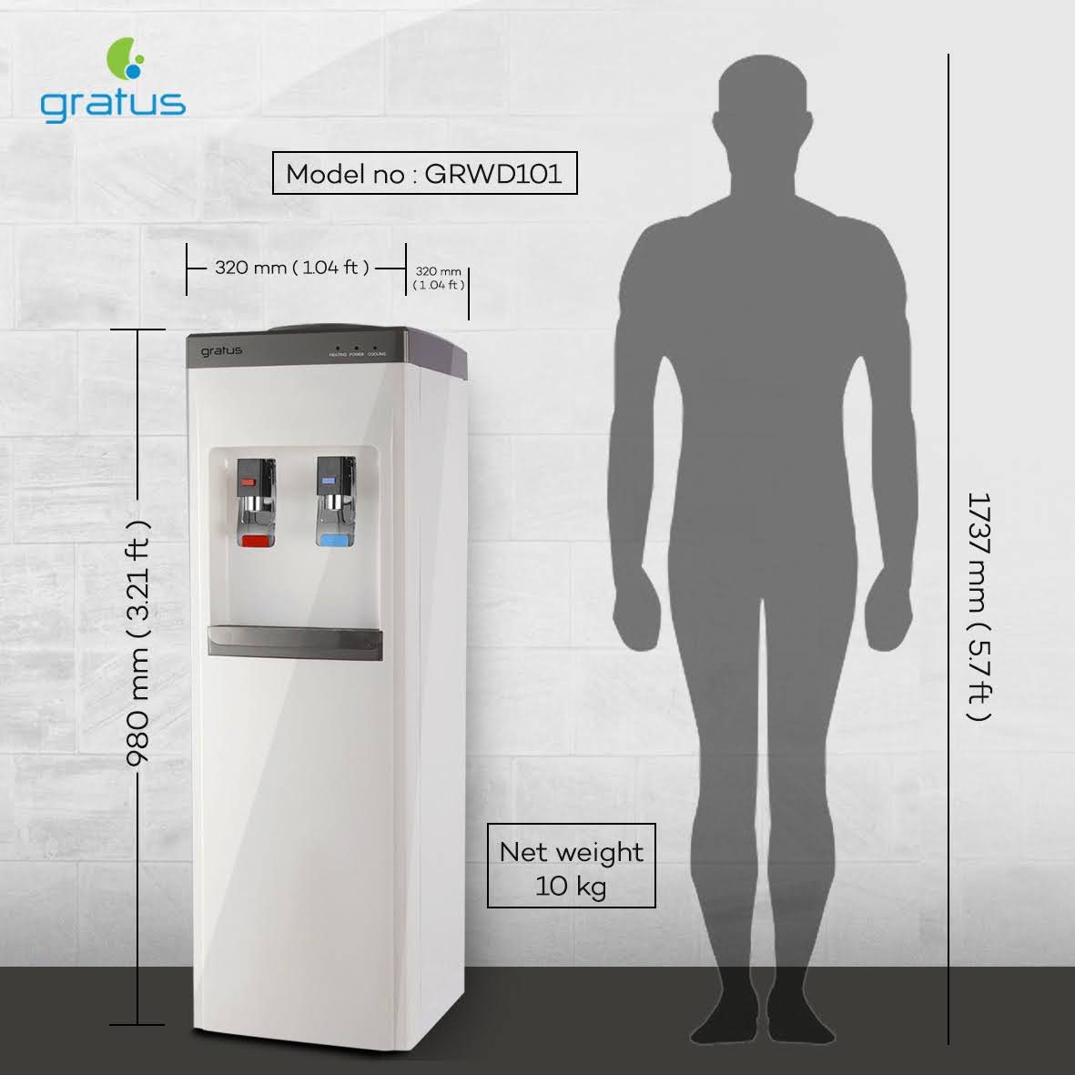 Gratus Hot & Cold 2 Tap Floor Standing Top Loading Water Dispenser | Compressor Cooling | Stainless Steel Hot Water Tank | 1-Year Full & 2-Year Compressor Warranty | GRWD-101 2 image 6