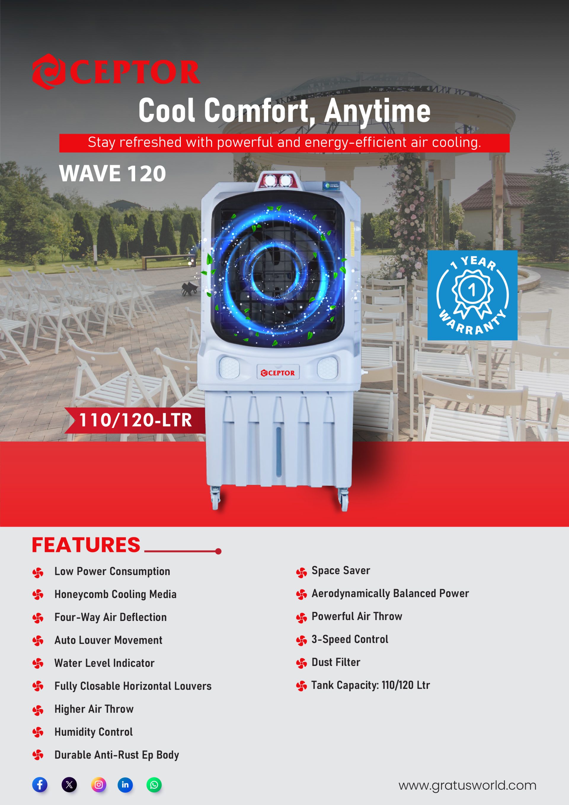 Gratus Wave120 Super Desert Air Cooler image 3
