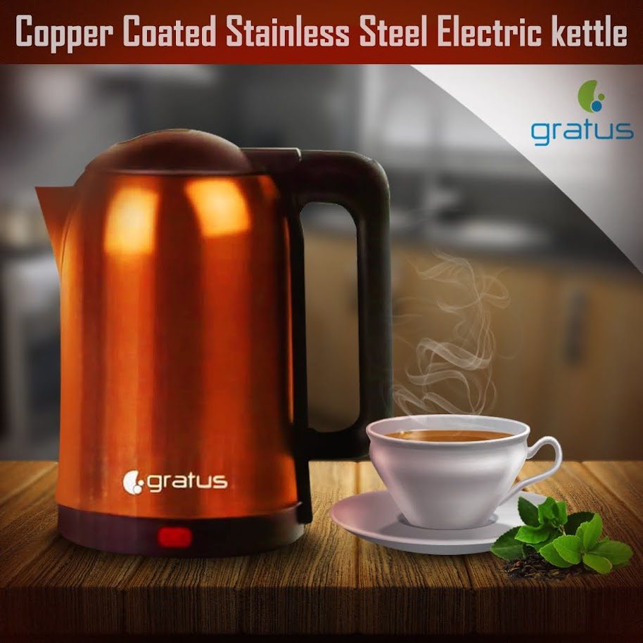 Gratus 2L Copper-Coated Stainless Steel Electric Kettle with 360° Cordless Base image 3