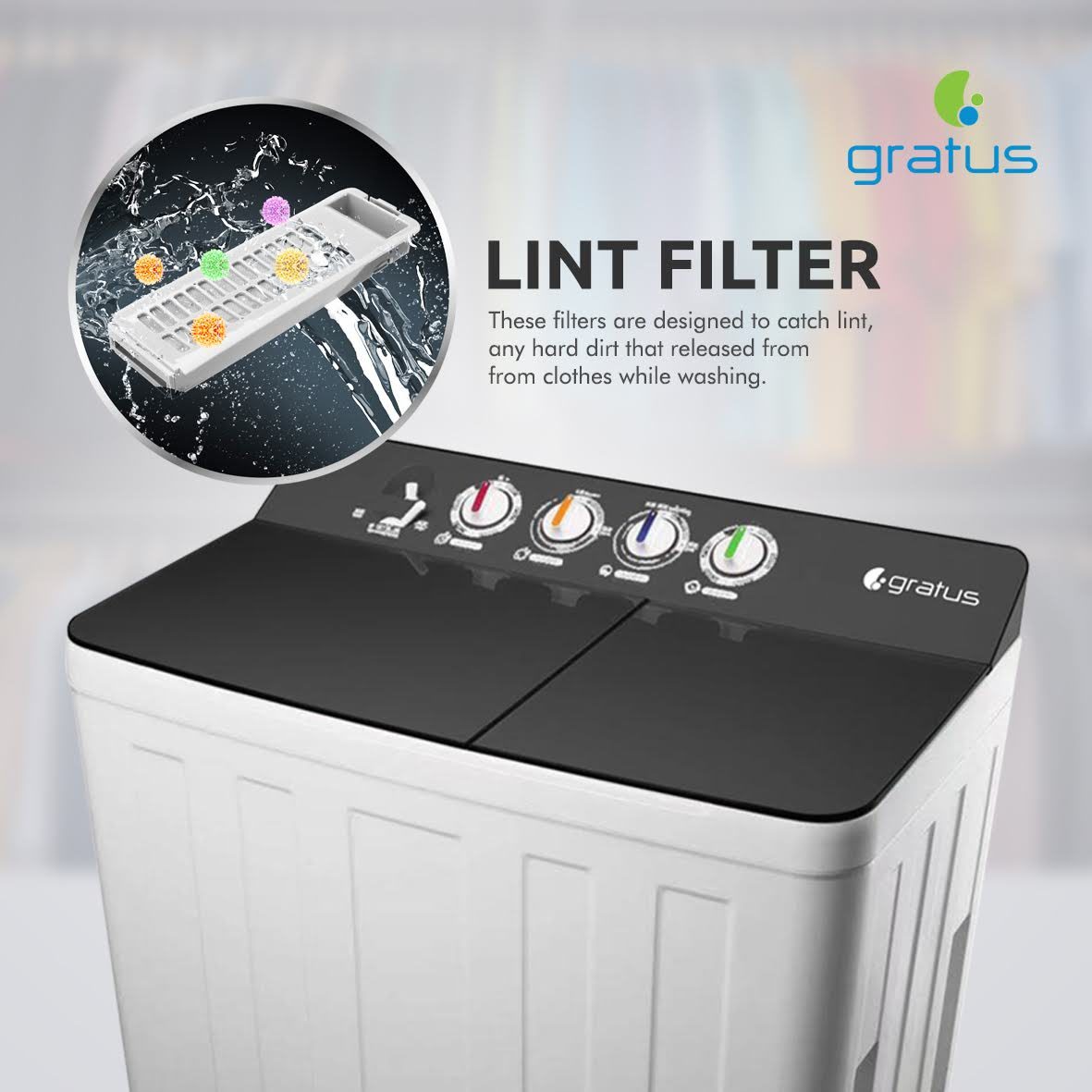 Gratus 20 KG Giant Series Top Load Semi-Automatic Washing Machine – GSW20KCDX1 image 5